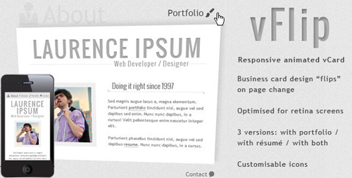 ThemeForest - vFlip - Animated responsive vCard