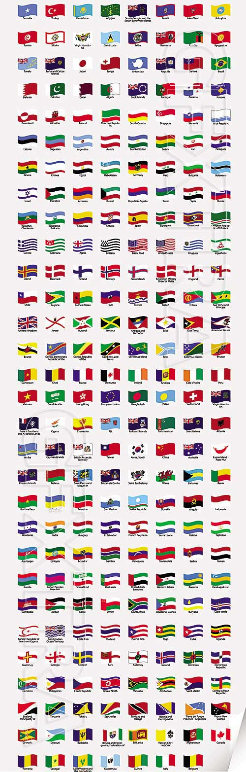 Wavy world flags