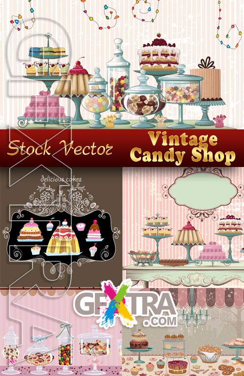 Vintage Candy Shop - Stock Vector