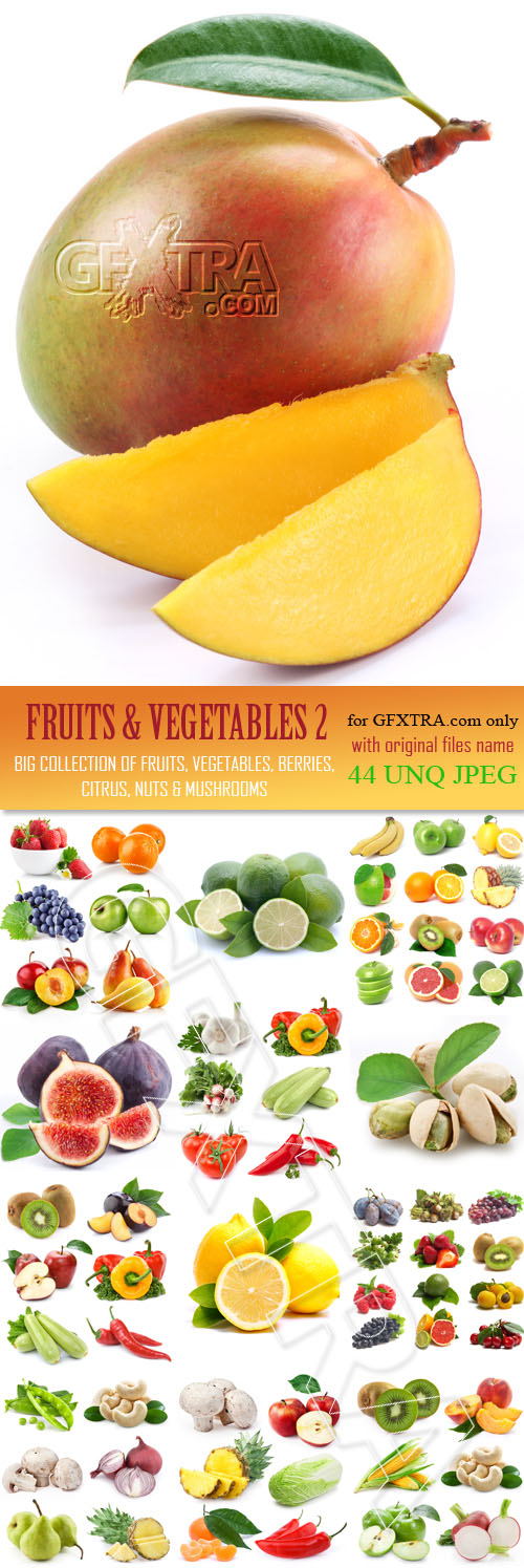 Fruits and Vegetables2: Big collection of fruits, vegetables, berries, citrus, nuts and mushrooms 44xJPEGs