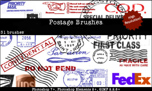 Postage Photoshop Brushes Set