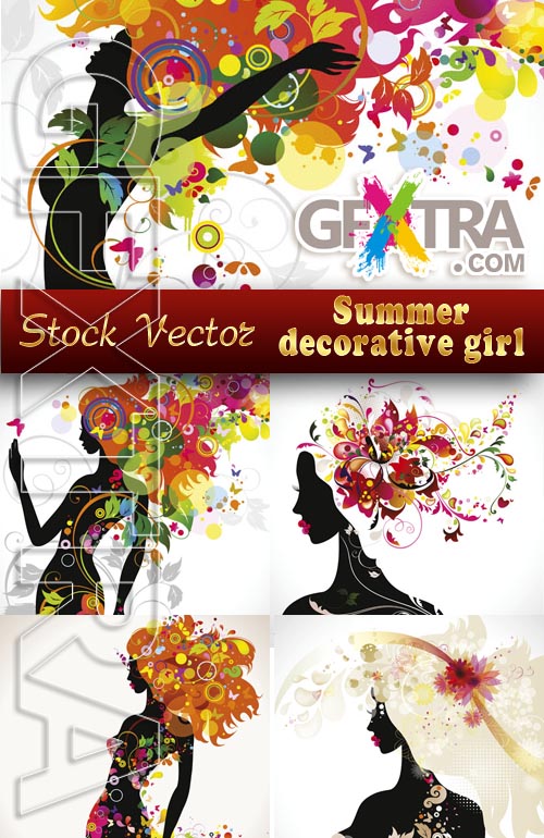 Summer decorative girls - Stock Vector