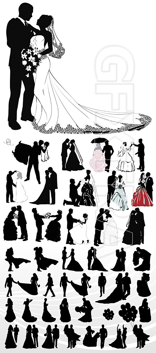 Wedding couple silhouettes