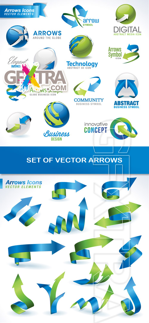 Set of Vector Arrows, 25 in 2xEPS