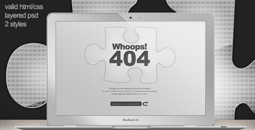 ThemeForest - Custom 404 Error Page - Missing Jigsaw Piece RETAiL