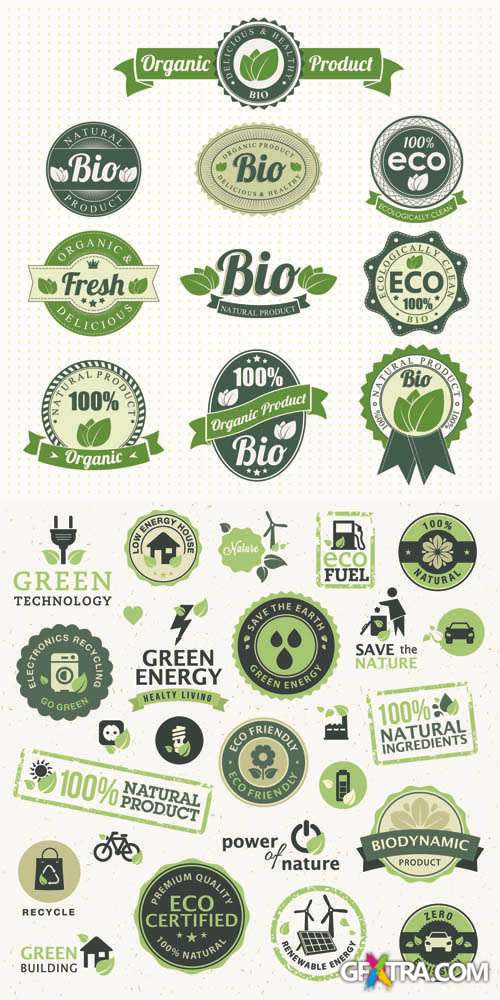 Bio Product & Green Technology - Labels Vector Collection #147