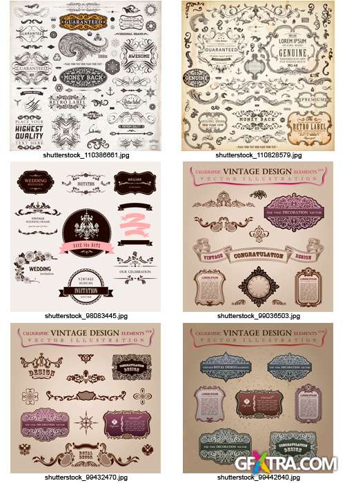 Amazing SS - Floral Ornaments & Vintage Labels 5, 25xEPS