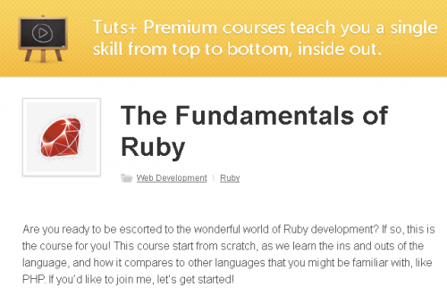 [tutsplus] The Fundamentals of Ruby