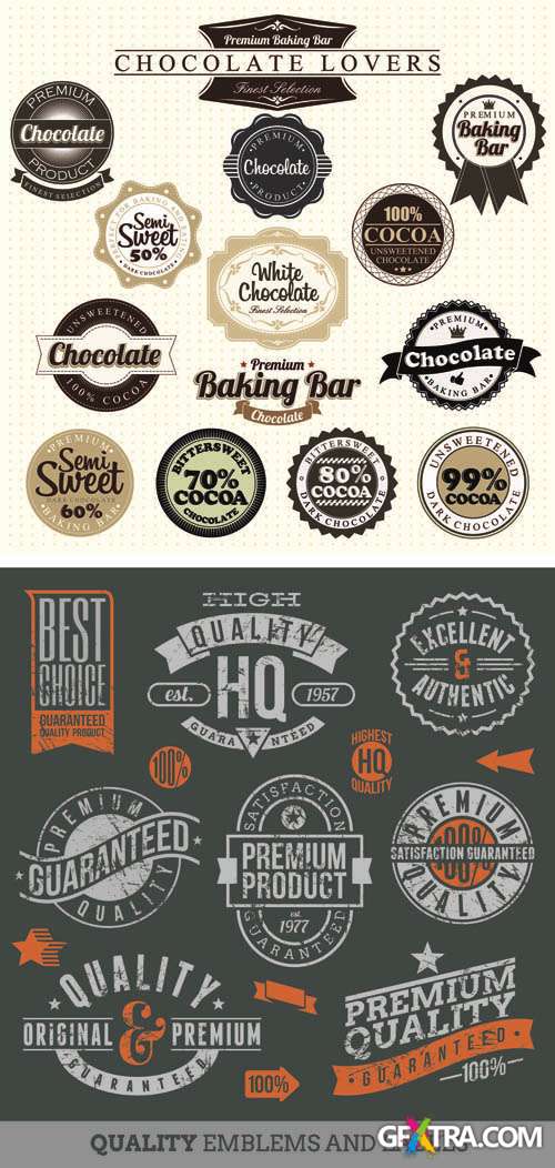 Quality and Chocolate - Labels Vector Collection #168