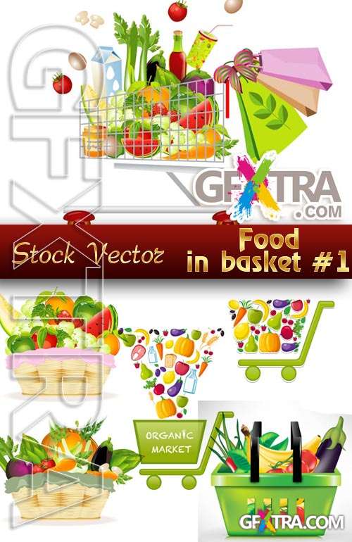 Food in the baskets #1 - Stock Vector