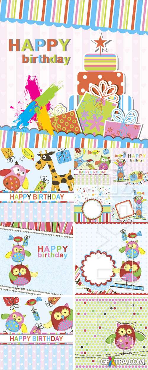 Birthday Greeting Cards, 4xEPS