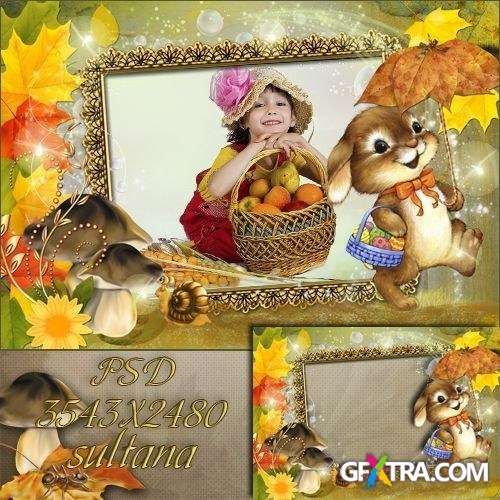 Children Autumn frame - Autumn rabbit