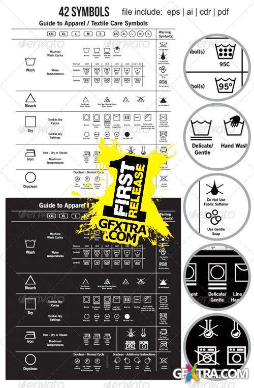 GraphicRiver: 42 Textile Care Label Symbols