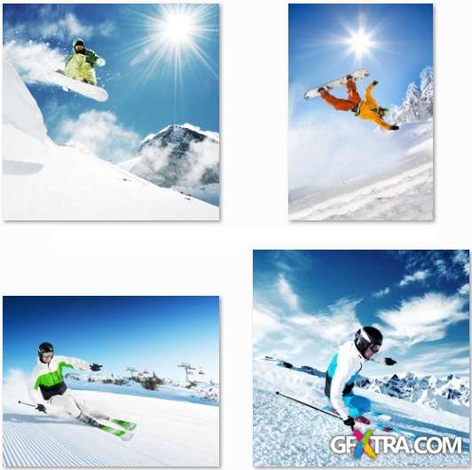 Mountain Skiing and Snowboard - 25 QH Stock Photo