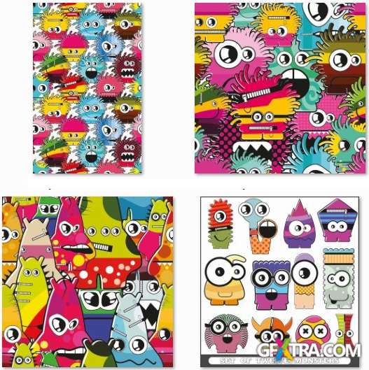 Funny Monsters Collection - 25 EPS Vector Stock