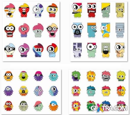 Funny Monsters Collection - 25 EPS Vector Stock