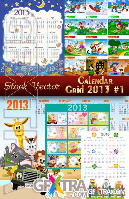 Calendar grid 2013 #1 - Stock Vector