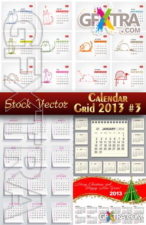 Calendar grid 2013 #3 - Stock Vector