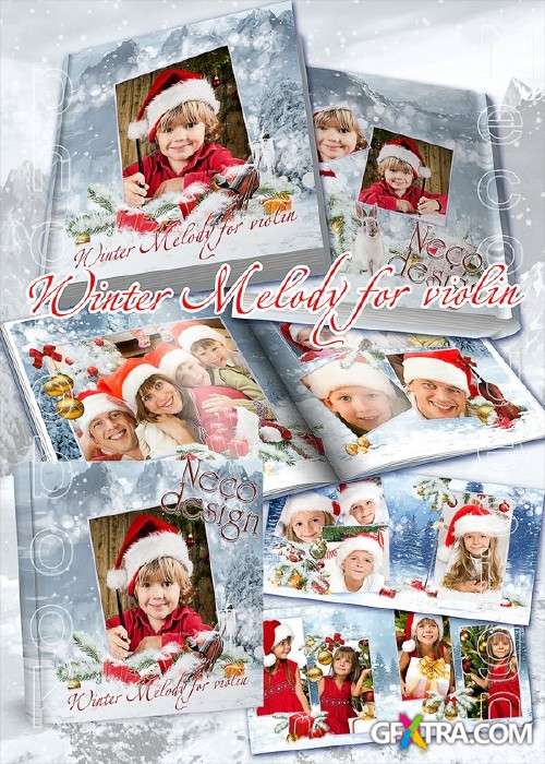 Christmas template photobook - Winter Melody for violin