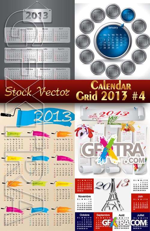 Calendar grid 2013 #4 - Stock Vector