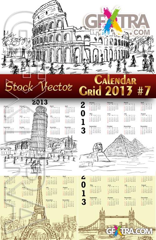 Calendar grid 2013 #7 - Stock Vector