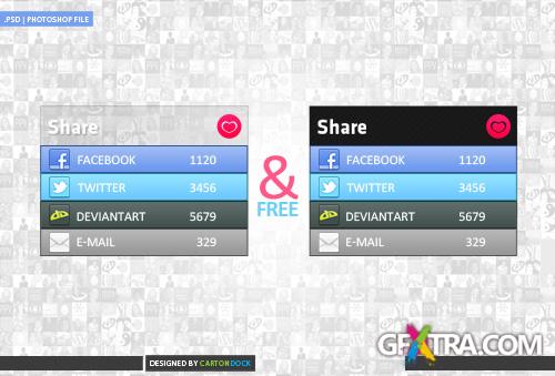 Elegant Share Widget .PSD - Social Buttons Source