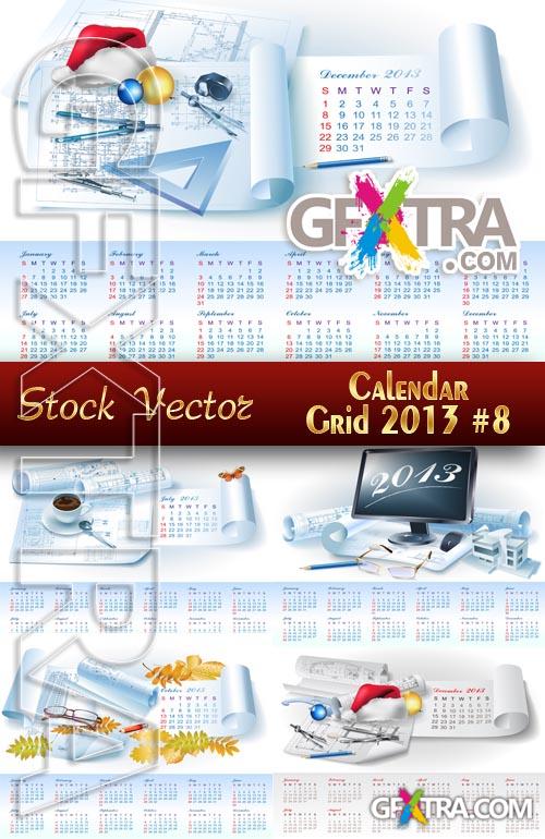 Calendar grid 2013 #8 - Stock Vector