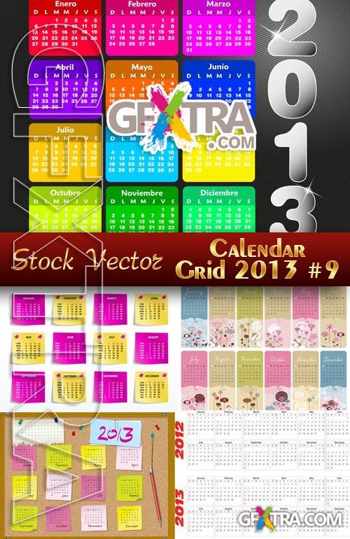 Calendar grid 2013 #9 - Stock Vector