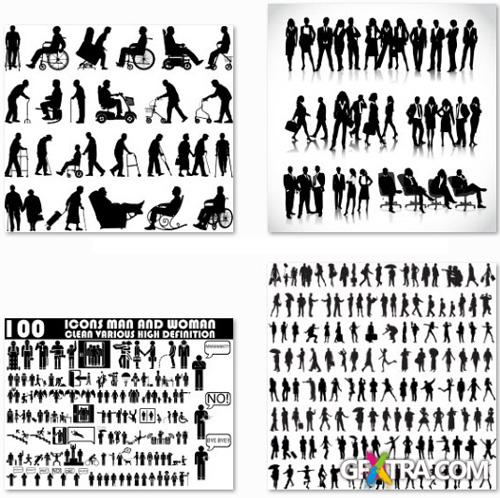 Silhouettes of People - Vector Stock