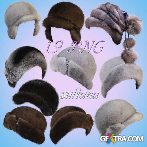 Graphics on a transparent background - Women winter fur hats for Photoshop
