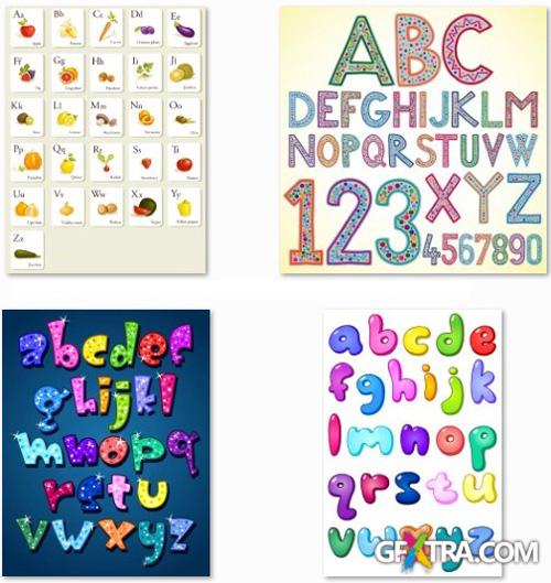 Alphabet, Numbers and Symbols #3 - 25 EPS Vector Stock