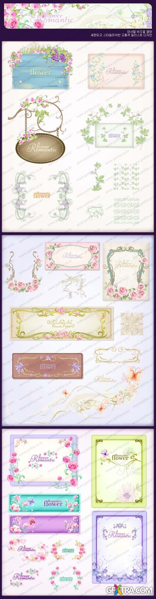 Romantic Flowers - Vector Frames and borders