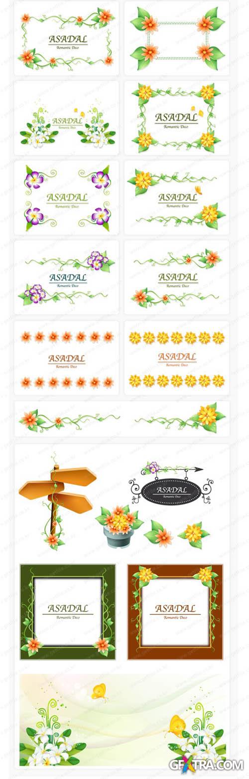 Vector Romantic Floral Decorations