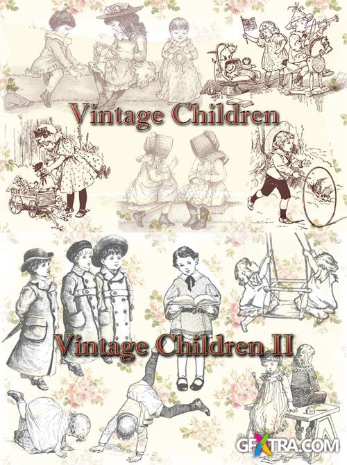 Photoshop Brushes - Vintage Children 1 & 2