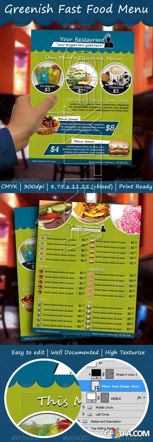 GraphicRiver - Greenish Fast Food Menu