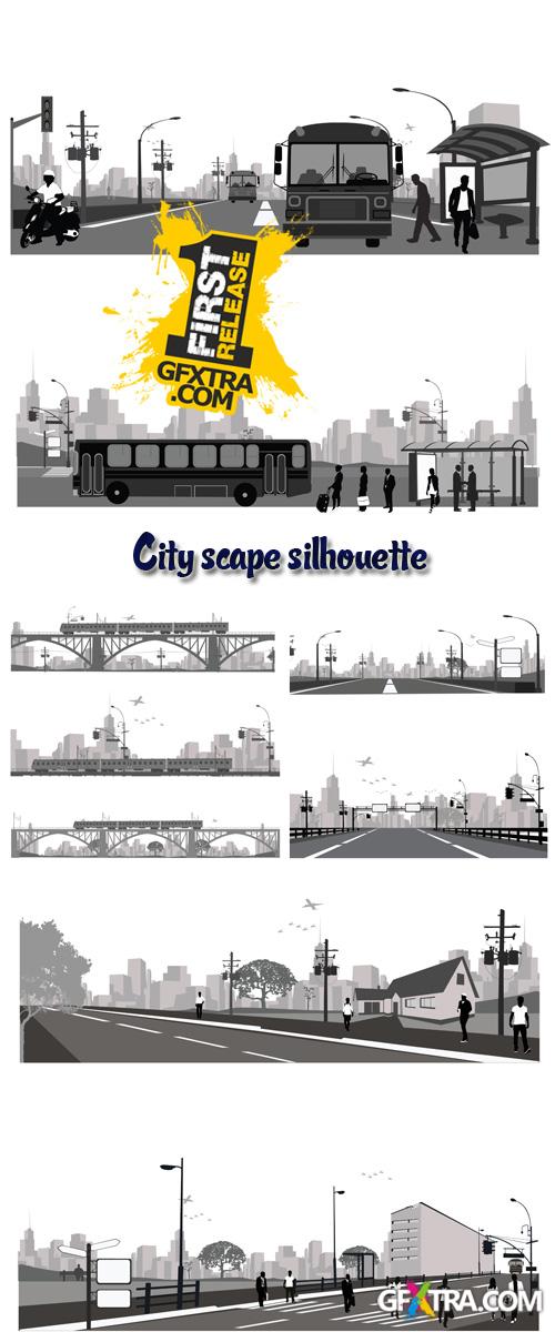 Stock: Vector illustration.City scape silhouette