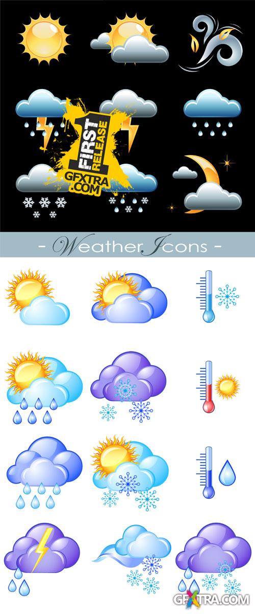 Stock: Vector weather forecast icons