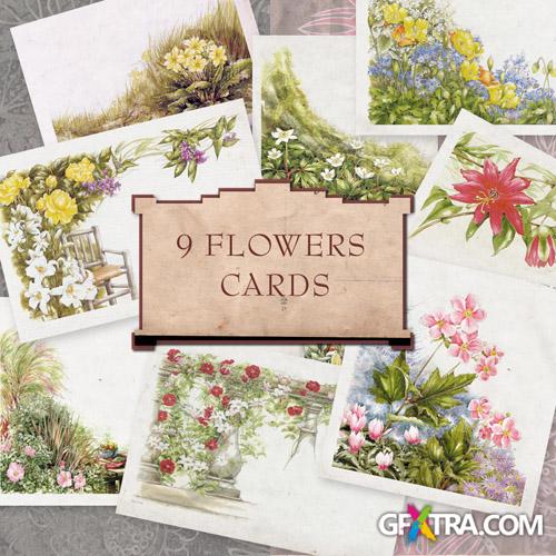 Scrap-kit - 9 Flowers Postcards 2