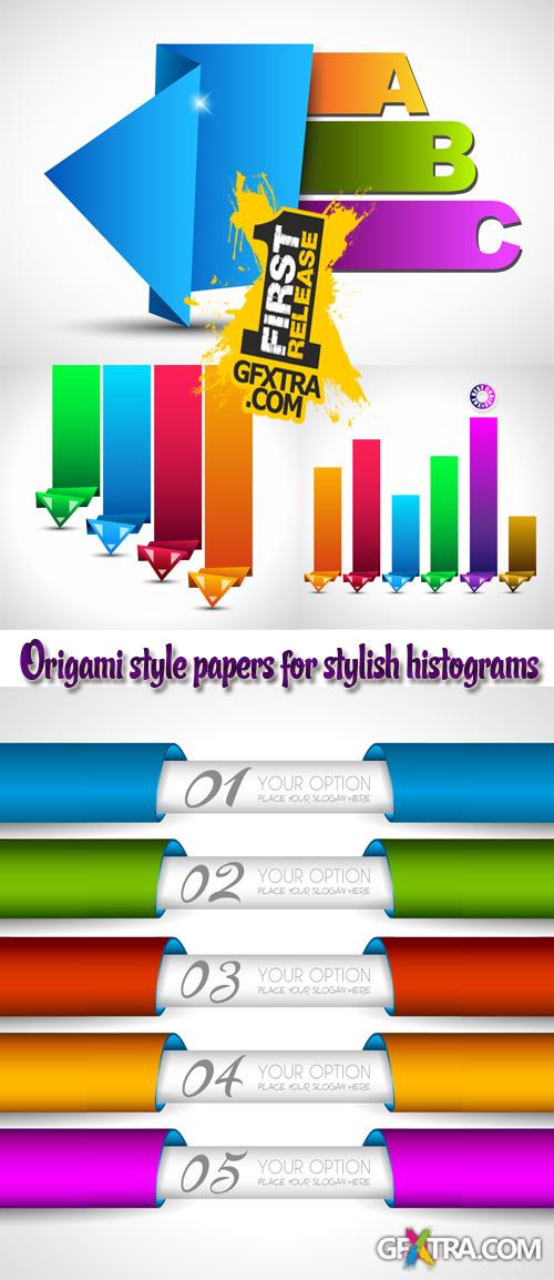 Stock: Origami style papers for stylish histograms