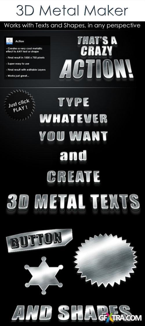 3D Metal Text Photoshop Action and Shapes REUPLOAD