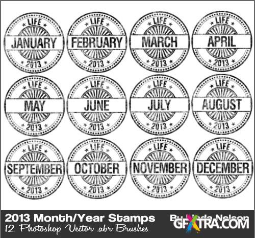 Date Stamps Vector Photoshop Brushes 2013