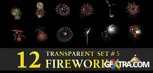 12 Transparent Fireworks Clipart Set 5