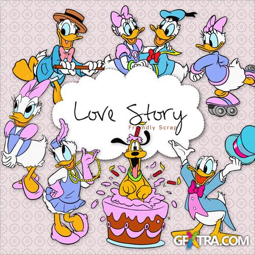 Scrap-kit - Donald Duck - Love Story