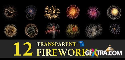 12 Transparent Fireworks Clipart Set 1