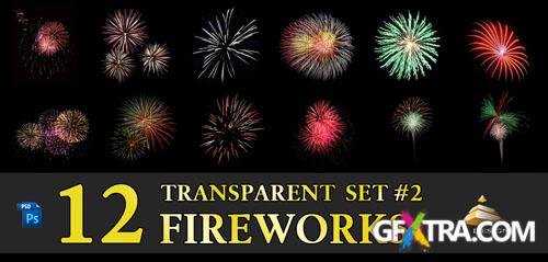 12 Transparent Fireworks Clipart Set 2