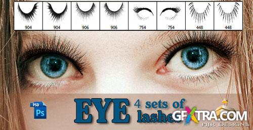 4 Sets of Eyelashes Photoshop Brushes