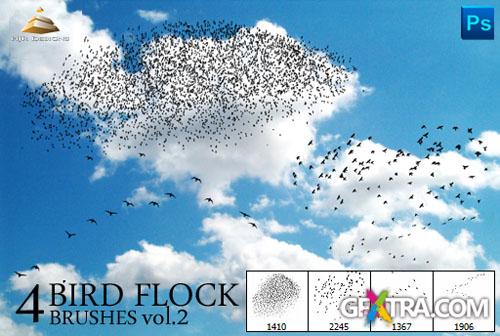 4 Bird Flock Photoshop Brushes #2