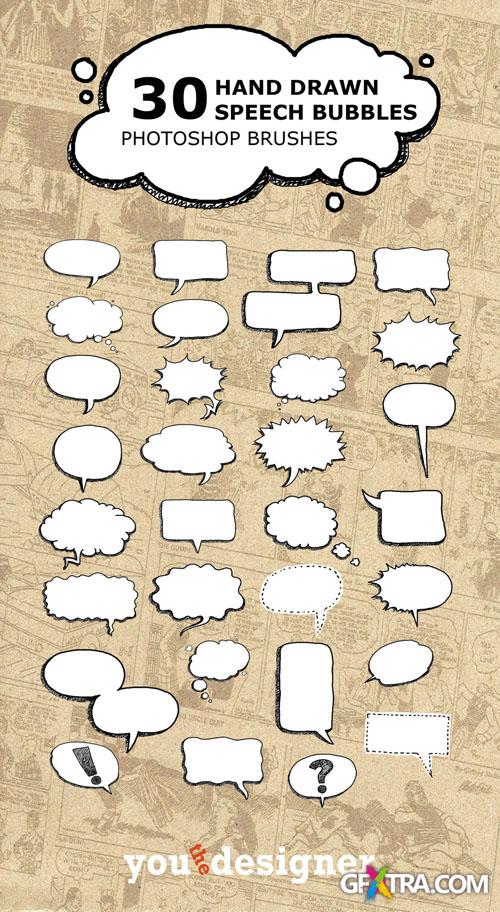 30 Hand Drawn Speech Bubble Photoshop Brushes