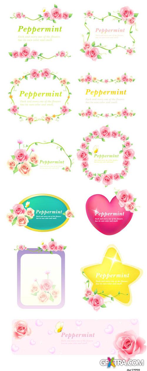 Romantic Vector Frames with Flowers