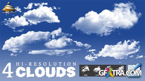 4 Hi-Res Clouds Photoshop Brushes